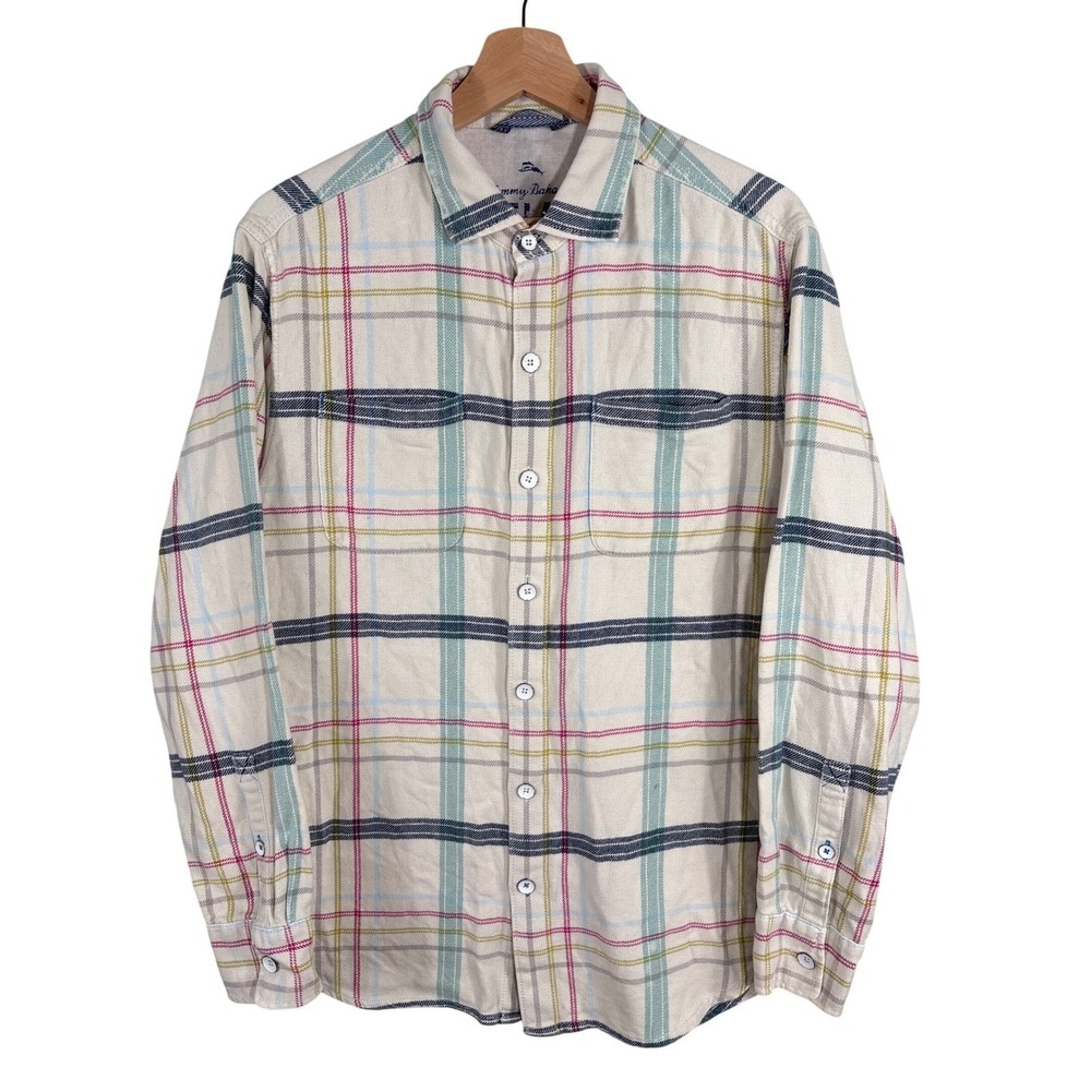 Tommy Bahama Relax Men's Medium Cotton Plaid‎ Button Down Casual Everyday Shirt